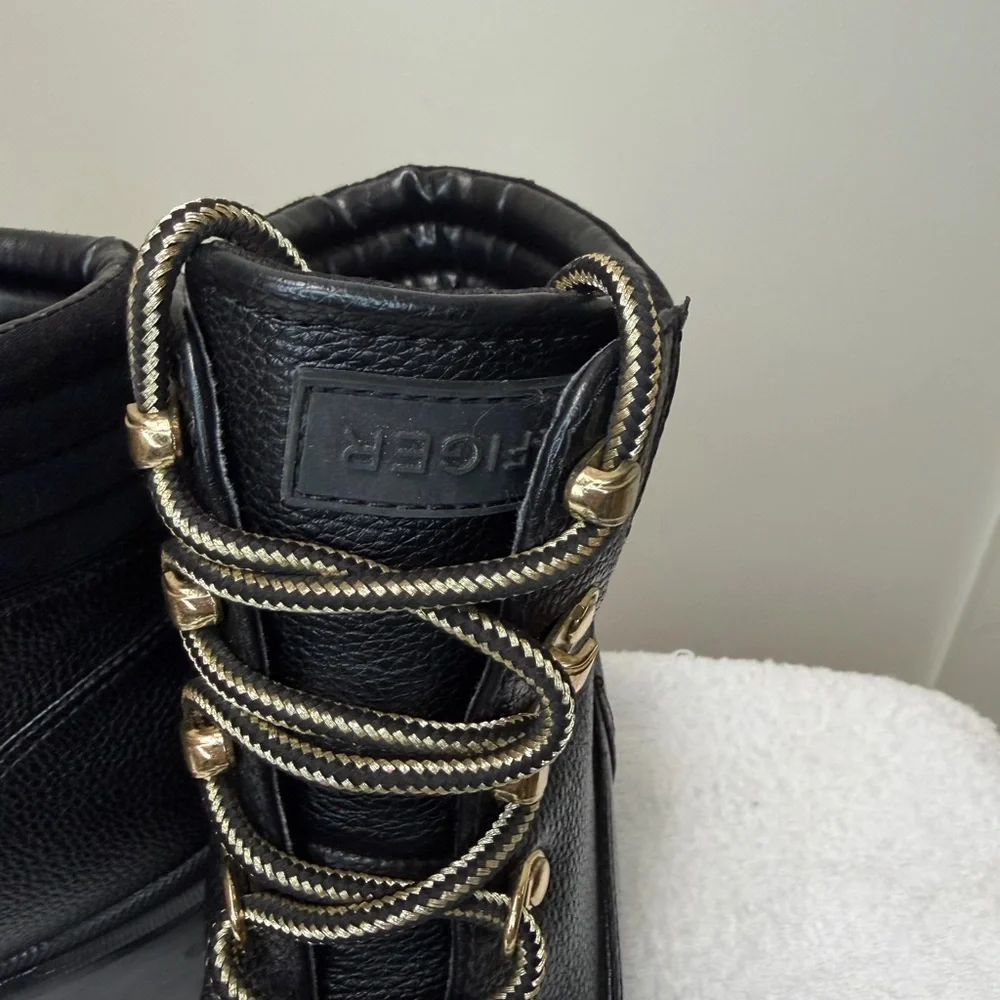 Tommy Hilfiger Black Combat Boots with Gold Details - Picture 9 of 16